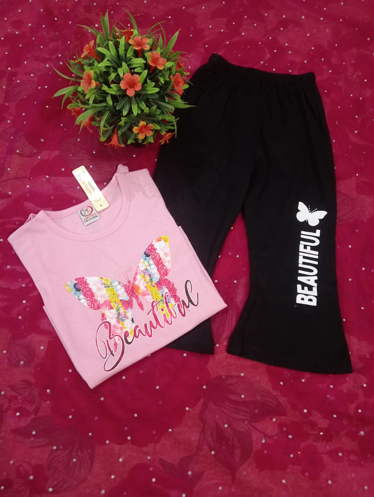 “Beautiful Butterfly” Printed Girls Nightwear Set